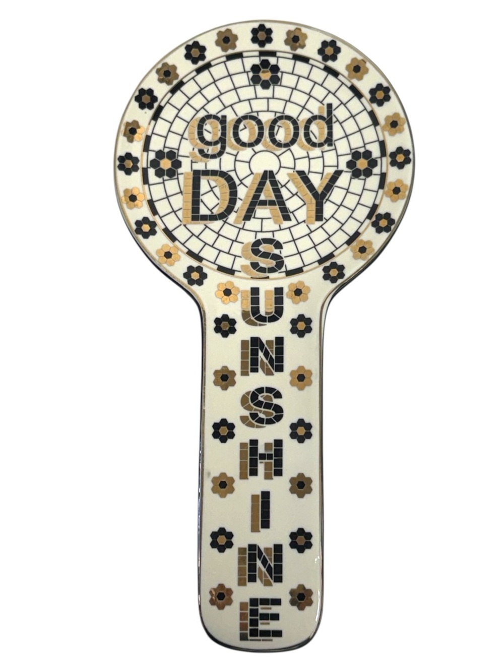 Anthropologie Bistro Tile Spoon Rest - Cream, Black & Gold